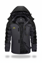 Men's hooded winter fleece lined jacket on a white background