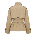 Women's Short Double-Breasted Trench Coat with Belt