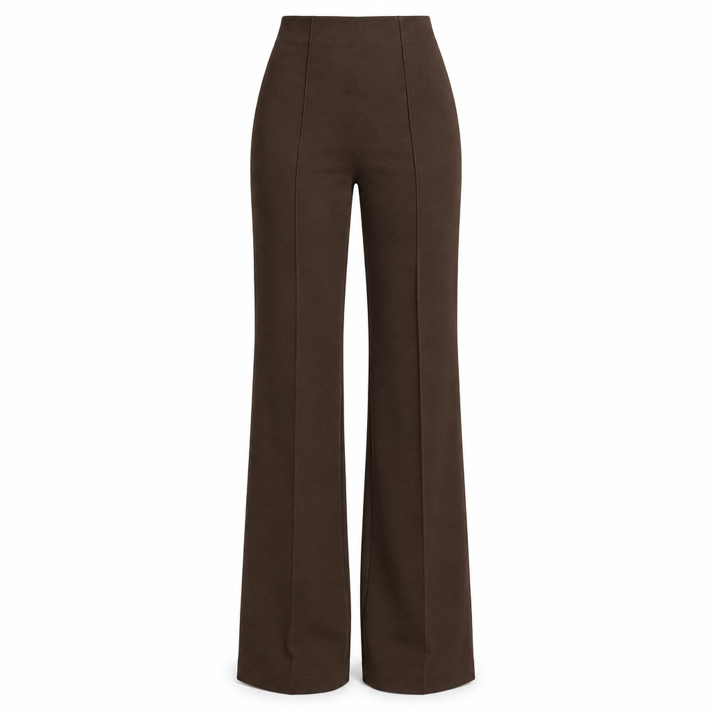 Brown wide-leg trousers on a white background