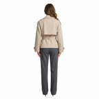 Modern Cotton Trench Coat with Funnel Neck for Women
