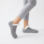 Women's Cable-Knit Slipper Socks Fleece-Lined Non-Slip