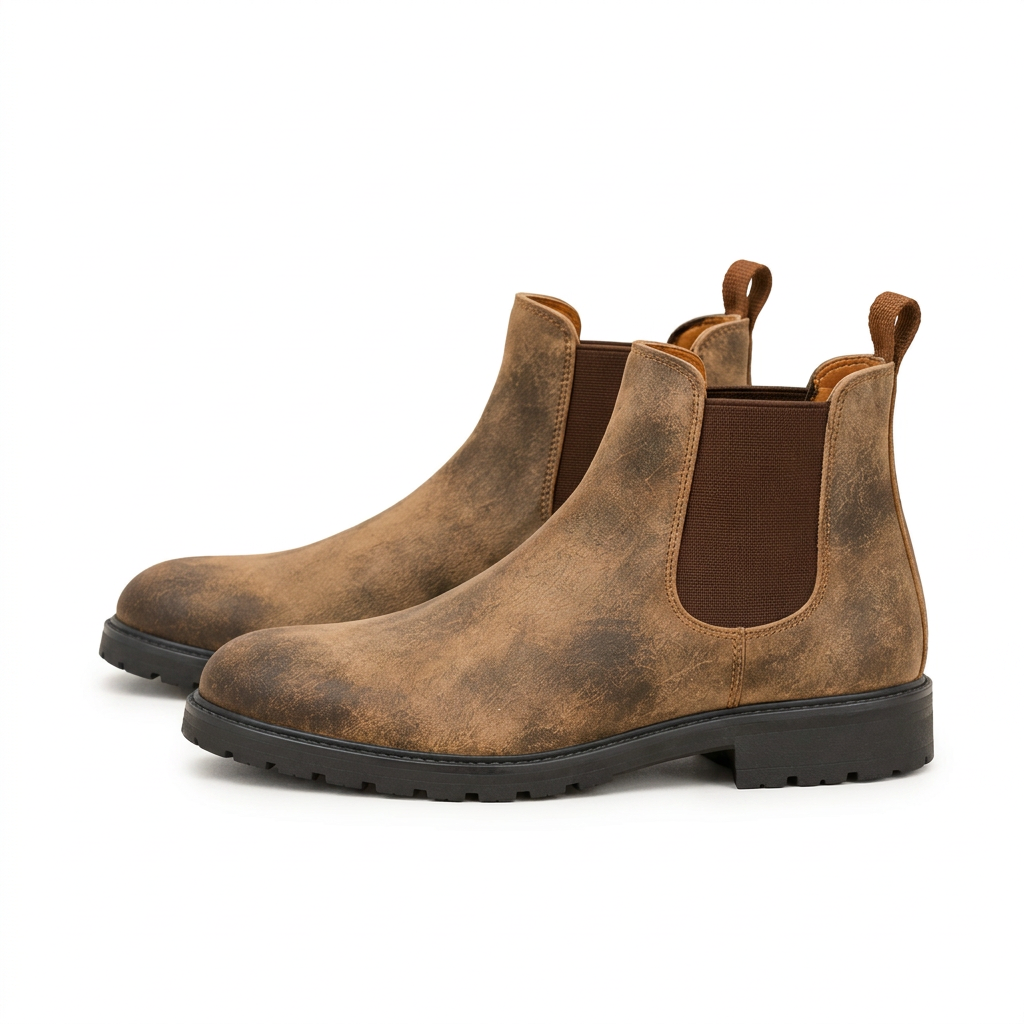 Men's Waterproof Chelsea Boots with Pull Tabs and Lug Sole