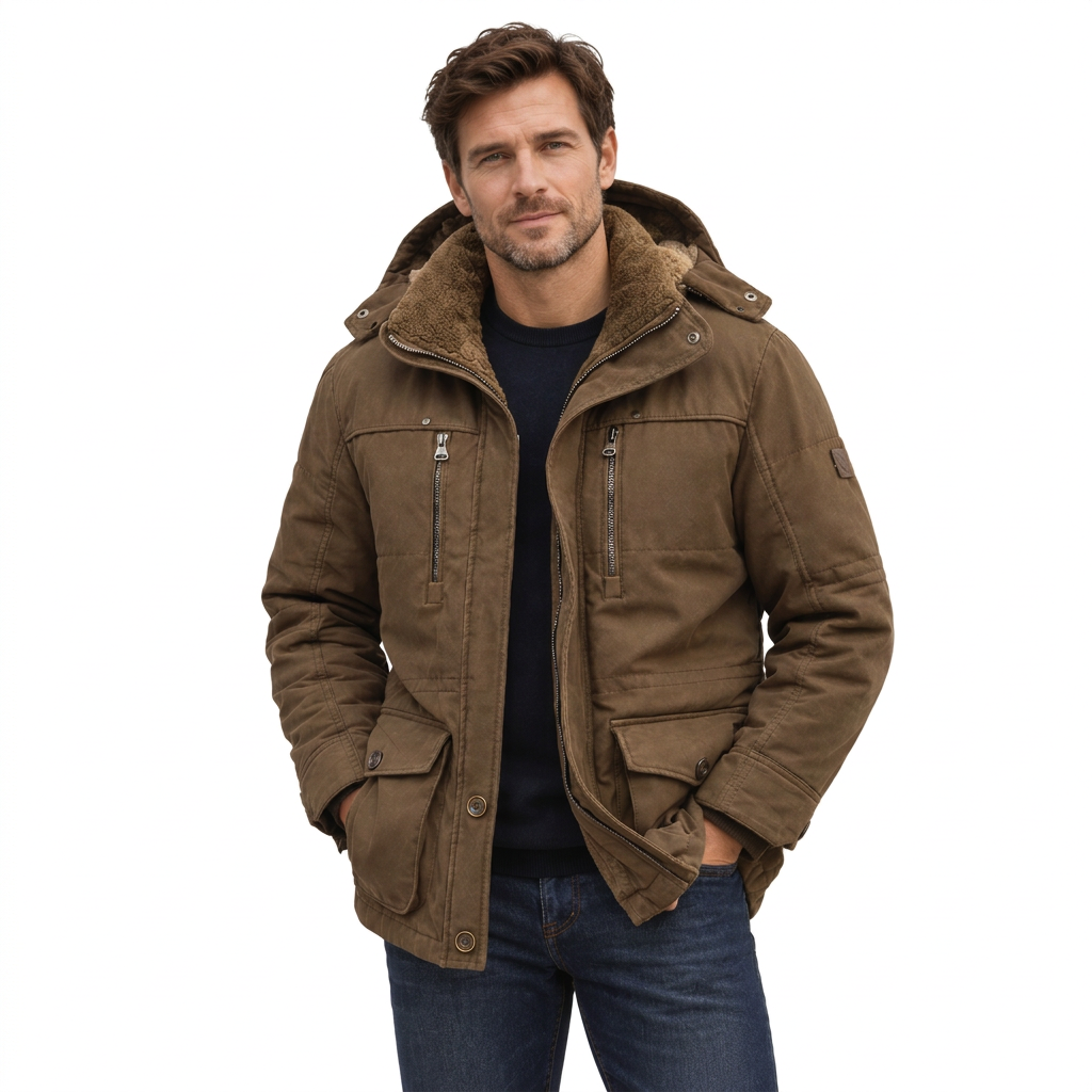 Men's Waterproof Winter Jacket – Hooded & Fleece-Lined