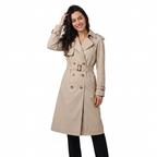 Women's Single-Breasted Belted Trench Coat