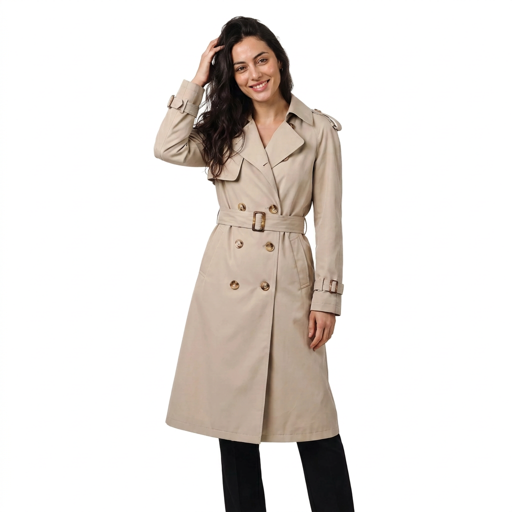 Women's Single-Breasted Belted Trench Coat