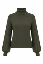 High-Neck Lantern Sleeve Sweater - produktbild