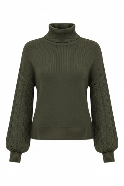 High-Neck Lantern Sleeve Sweater - produktbild