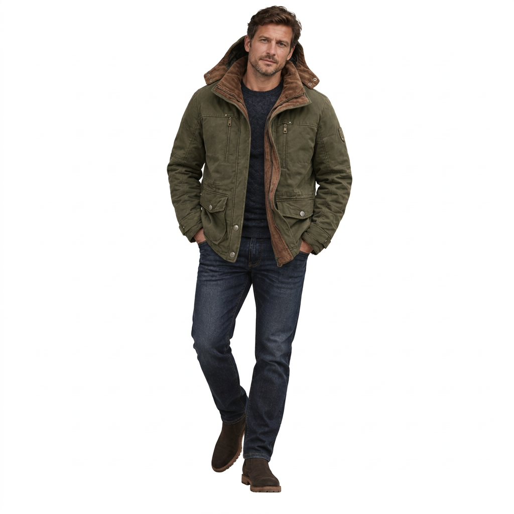 Men's Waterproof Winter Jacket – Hooded & Fleece-Lined