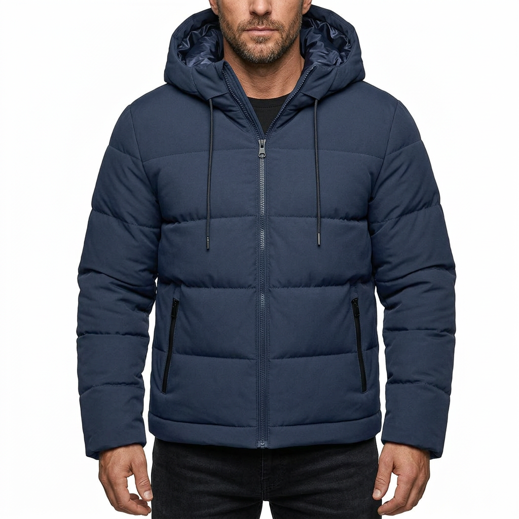 Men's Waterproof Insulated Winter Jacket with Adjustable Hood