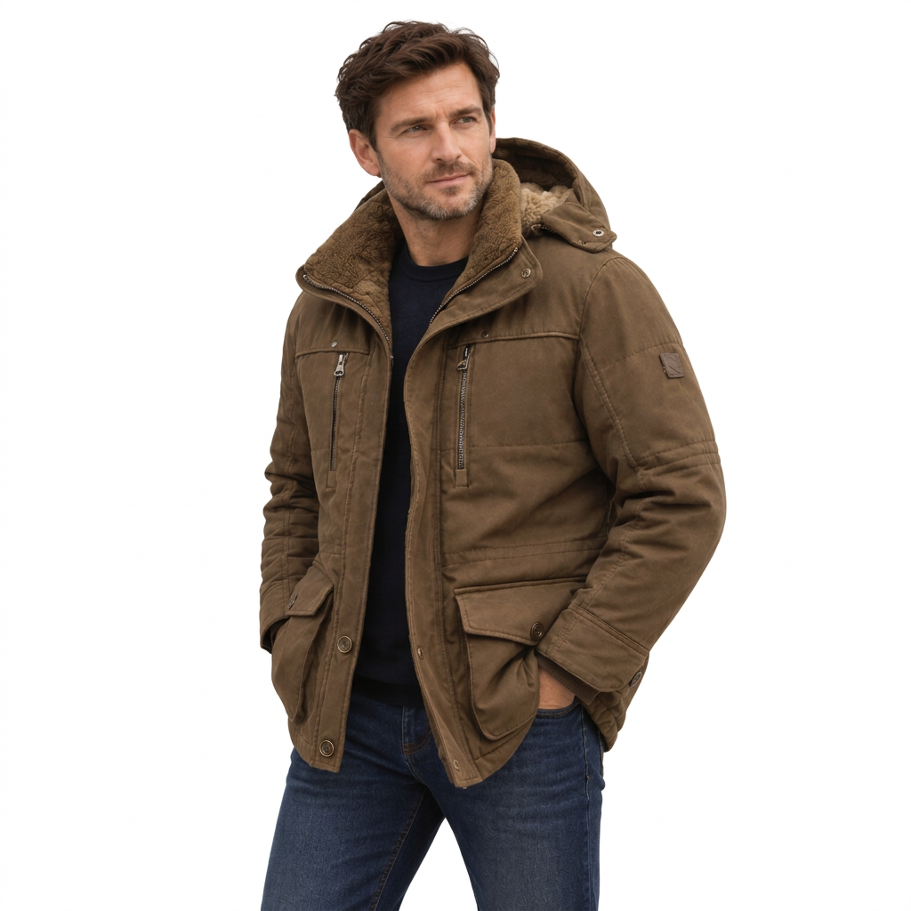 Men's Waterproof Winter Jacket – Hooded & Fleece-Lined