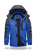 Men's hooded winter fleece lined jacket on a white background