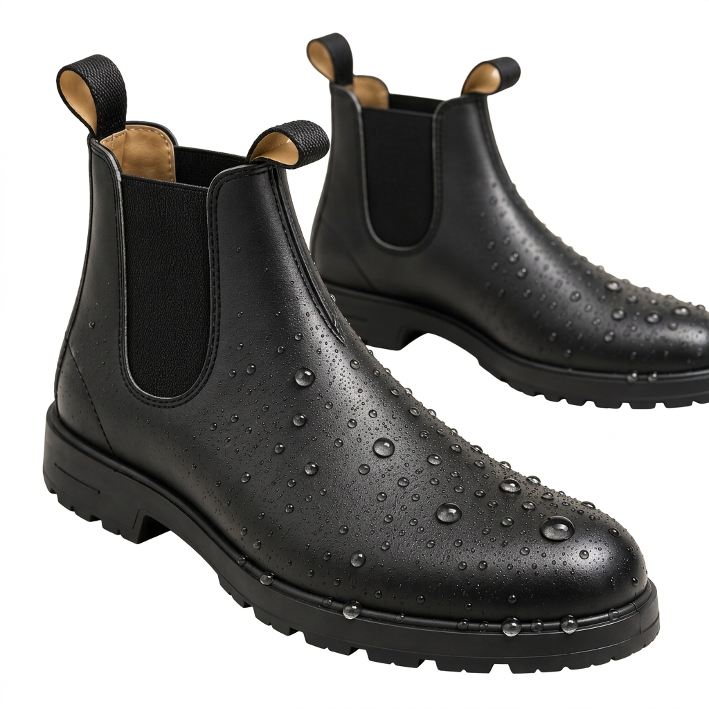 Men's Waterproof Chelsea Boots with Pull Tabs and Lug Sole