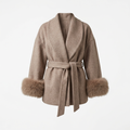 Women's Elegant Wrap Style Faux Fur Cuff Coat
