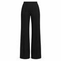 Black wide-leg trousers on a white background