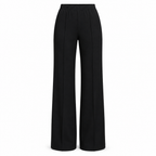 Black wide-leg trousers on a white background