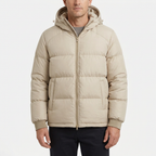 Men’s Hooded Puffer Jacket - Front Zip