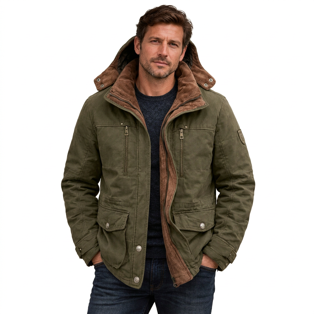 Men's Waterproof Winter Jacket – Hooded & Fleece-Lined