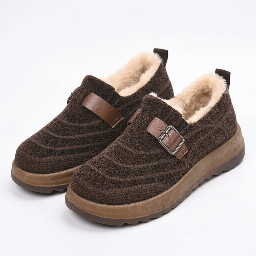 Women's Orthopaedic Slip On Winter Shoe with Decorative Buckle Strap