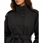 Women's Cropped Double Breasted Trench Jacket with Belt