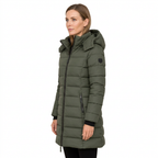 Women's Mid Length Puffer Jacket with Detachable Hood