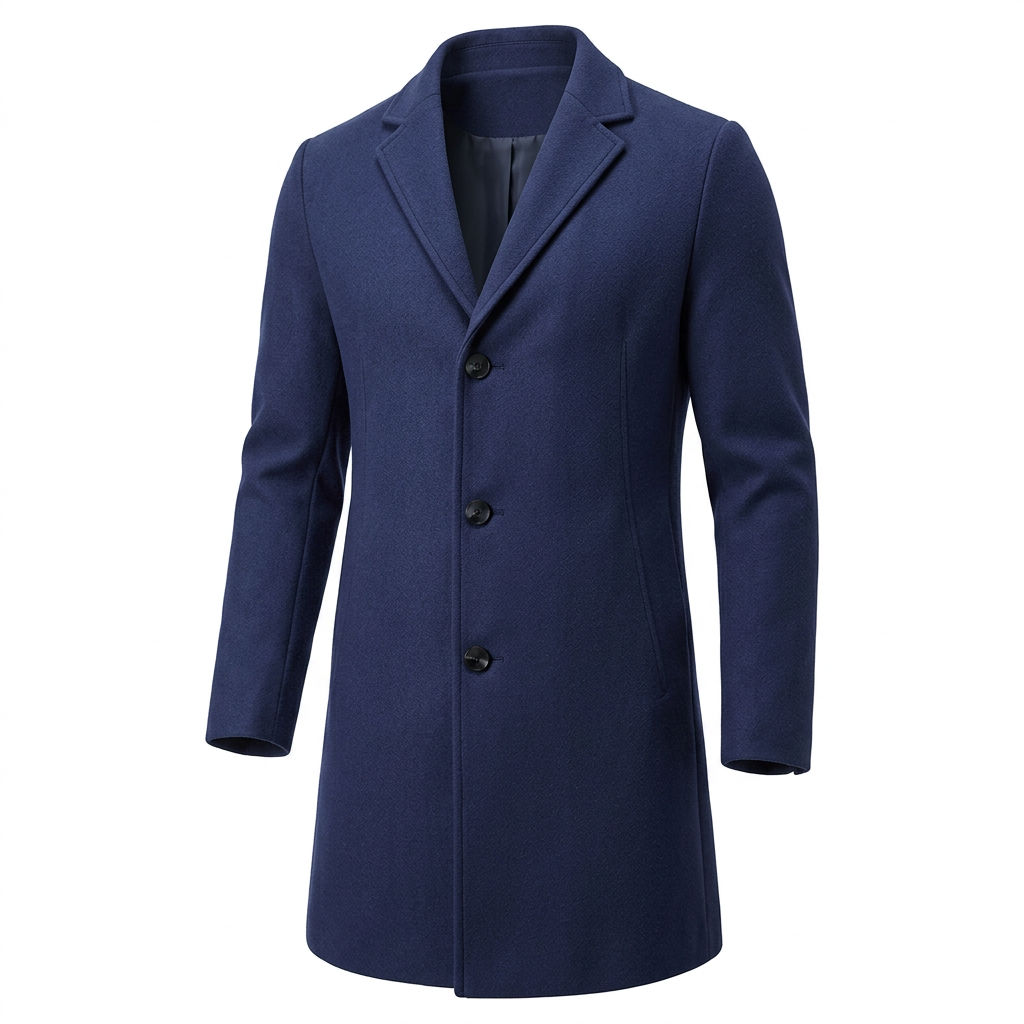 Men's Tailored Winter Trench Coat with Button Front