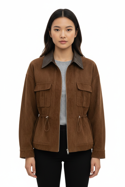 Drawstring Waist Jacket - modell framifrån