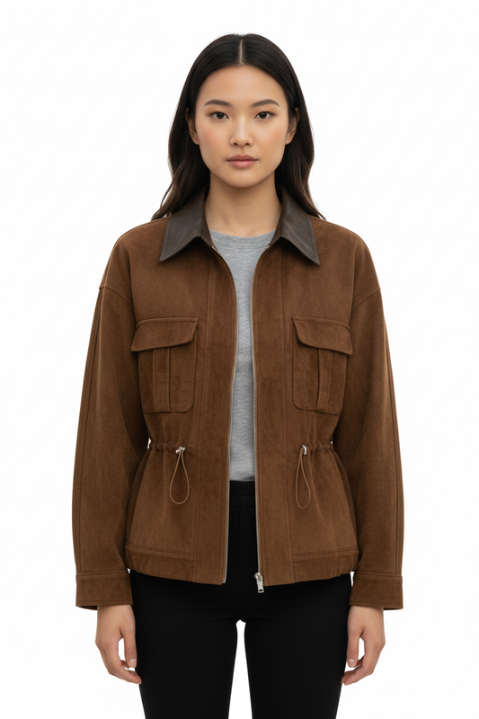 Drawstring Waist Jacket - modell framifrån