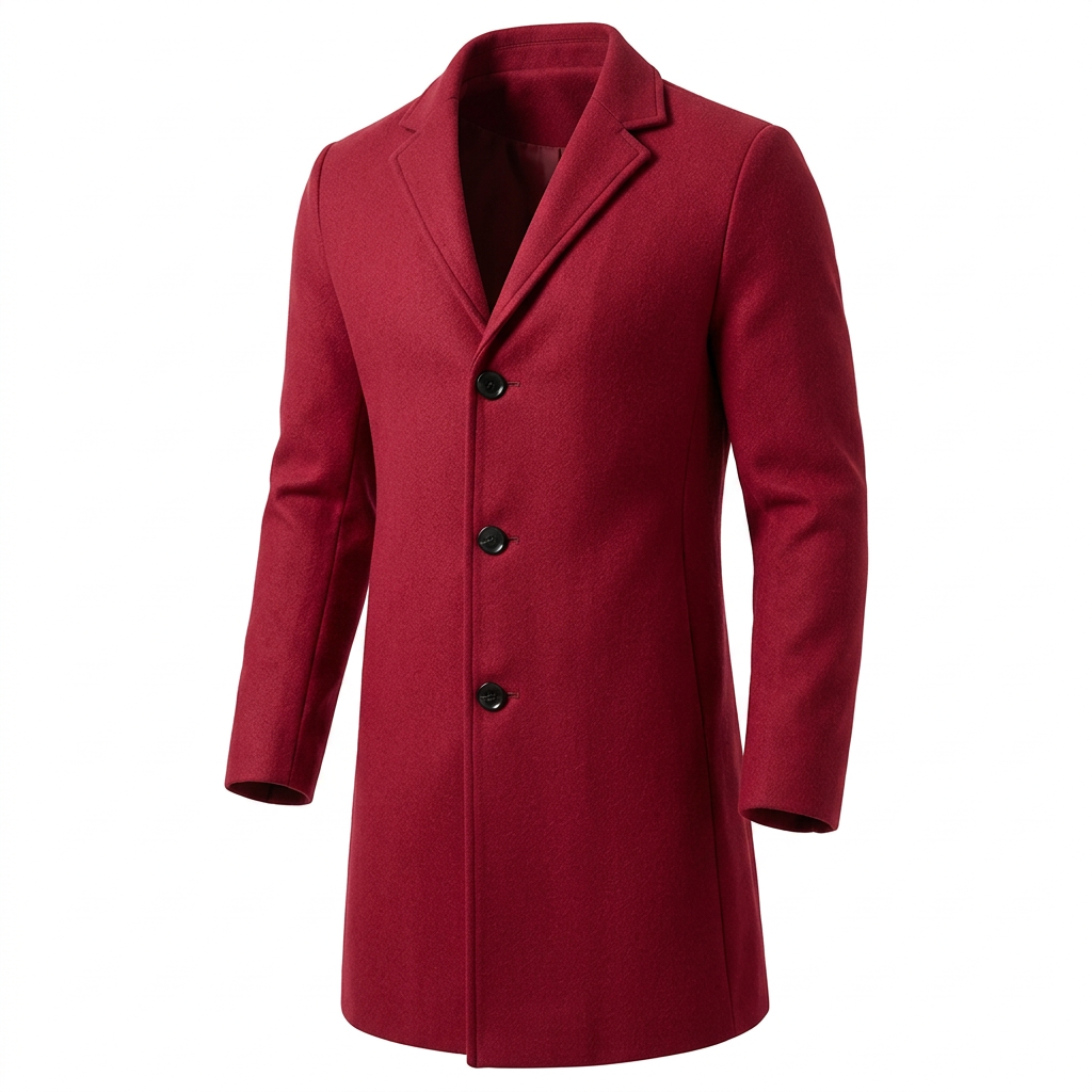 Men's Tailored Winter Trench Coat with Button Front