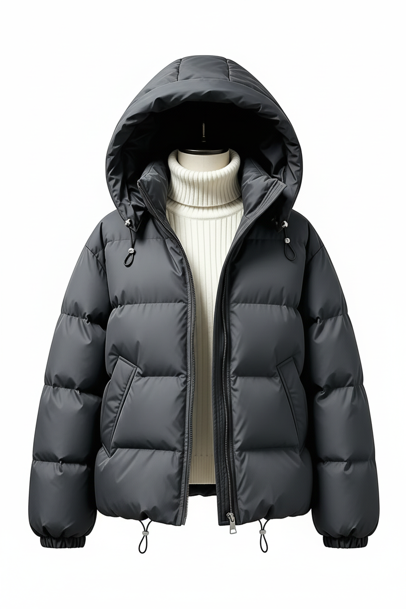 Women's Puffer Jacket - Dark Grey