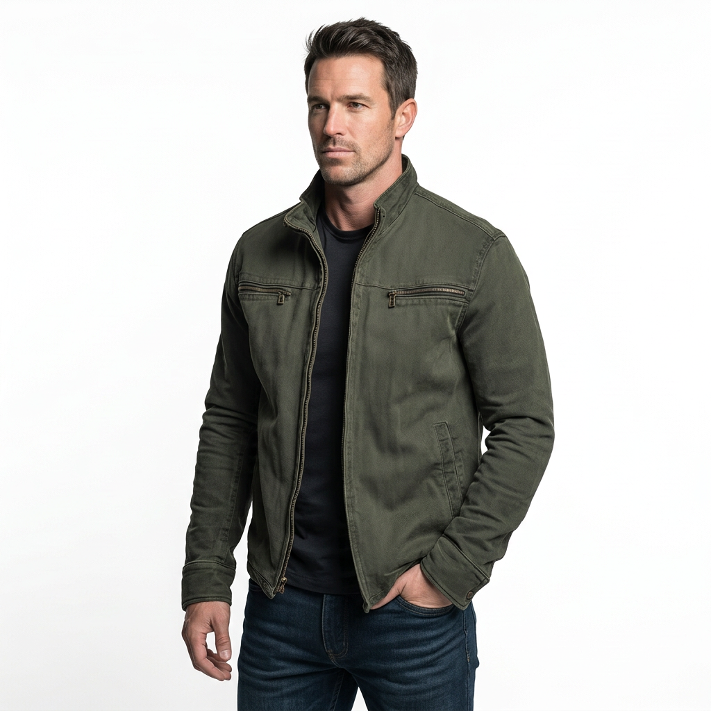 Men's Vintage Zip Jacket Stand Collar Autumn Winter Layer