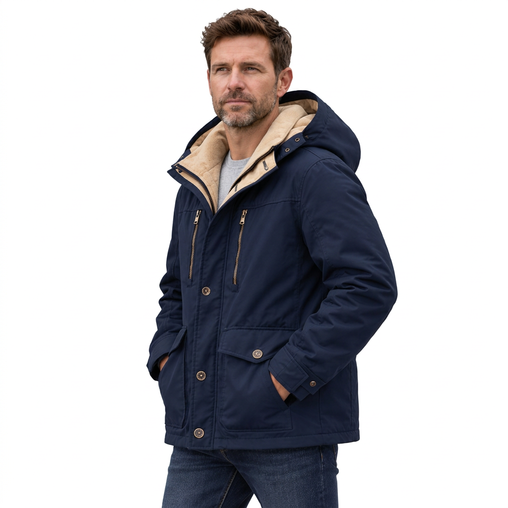 Men's Waterproof Winter Jacket – Hooded & Fleece-Lined