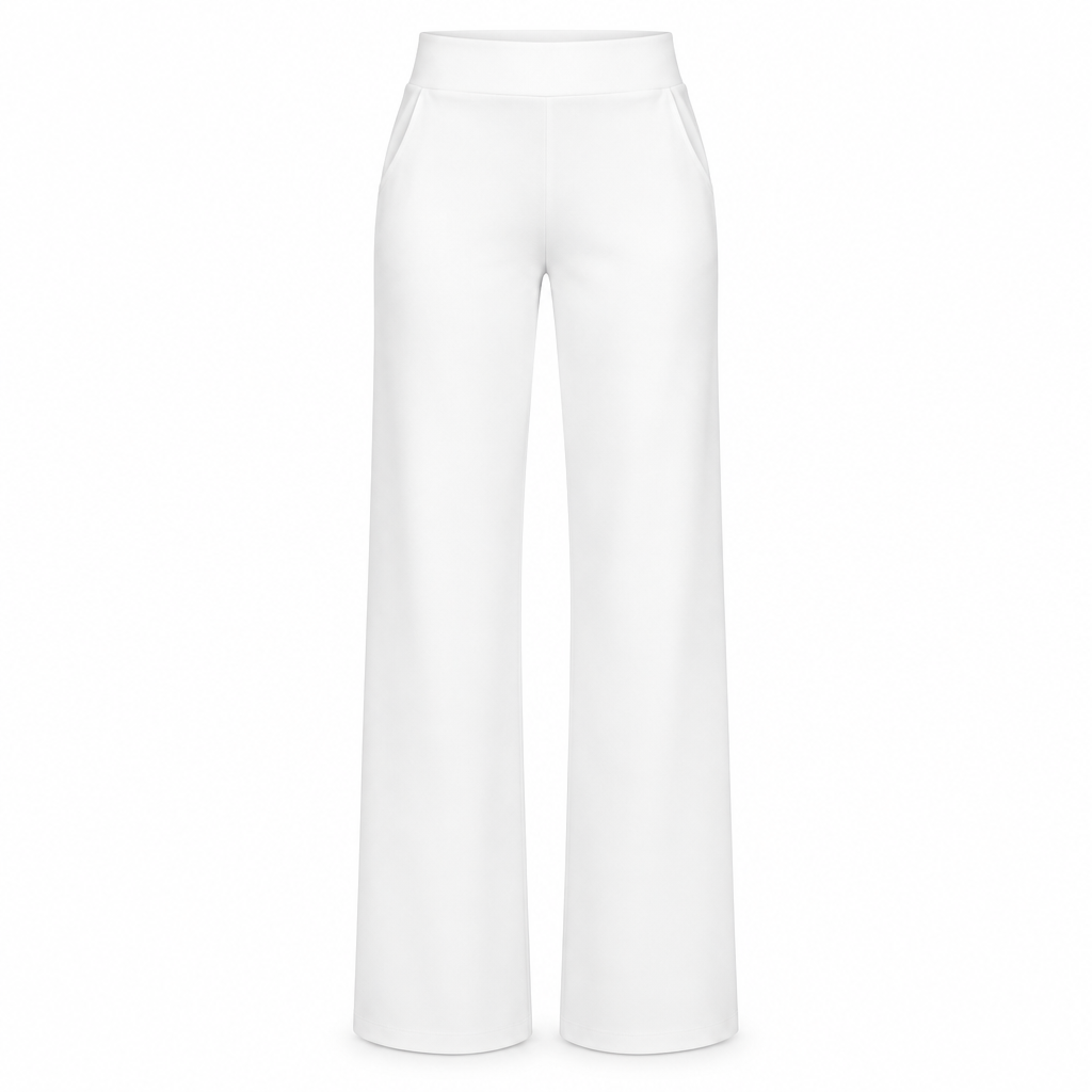 White pull-on wide-leg trousers