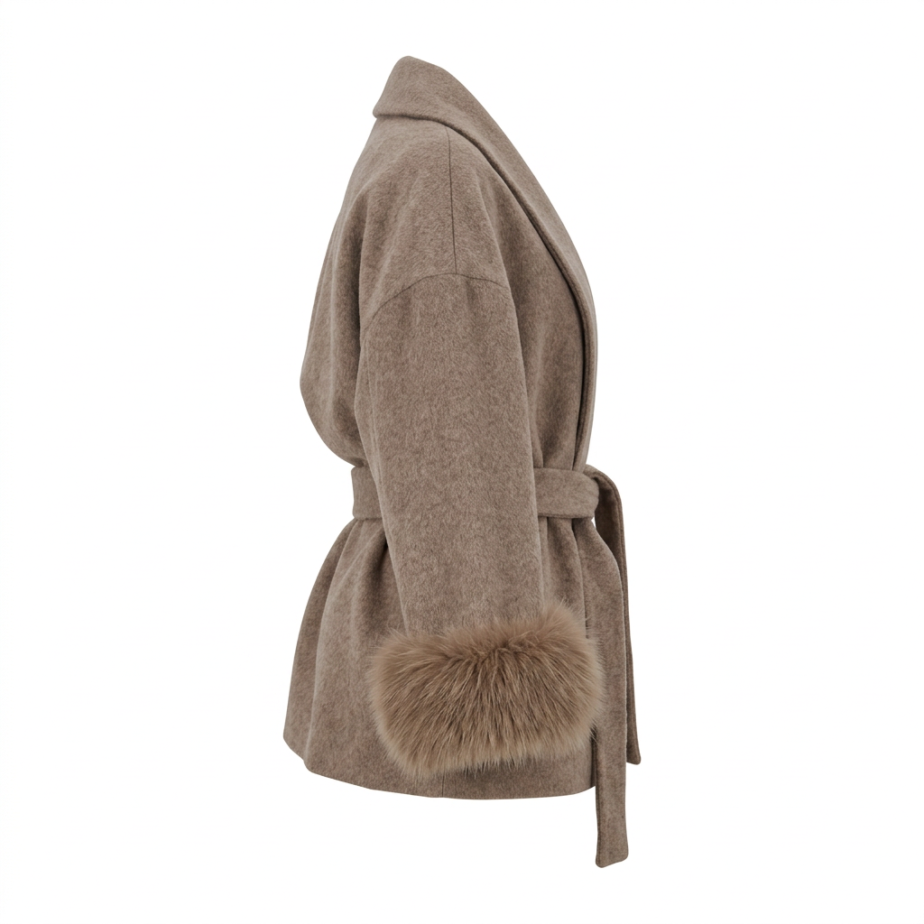 Women's Elegant Wrap Style Faux Fur Cuff Coat