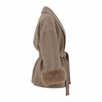 Women's Elegant Wrap Style Faux Fur Cuff Coat