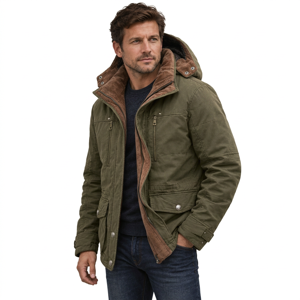 Men's Waterproof Winter Jacket – Hooded & Fleece-Lined