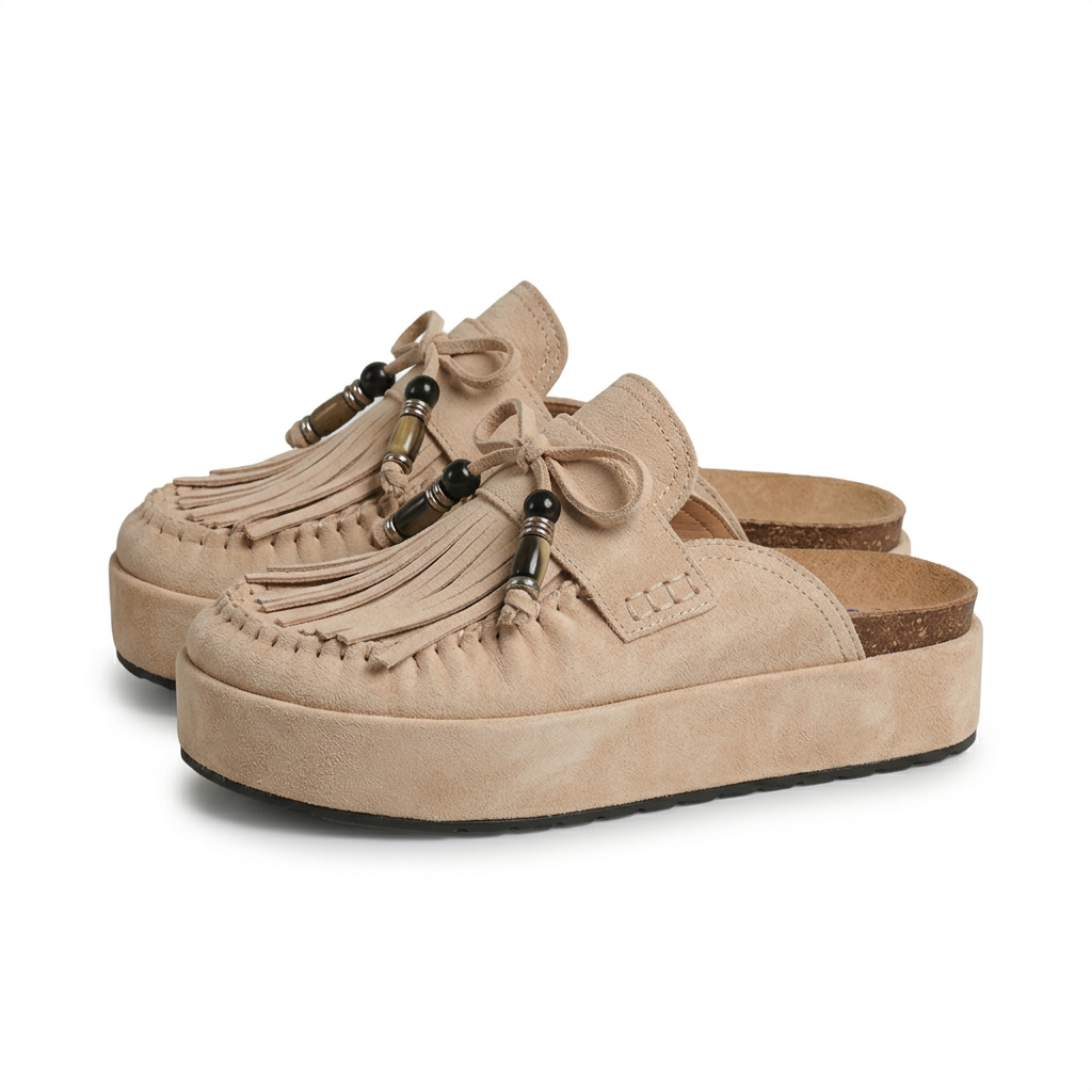 Women's Leather Sandals with Round Toe