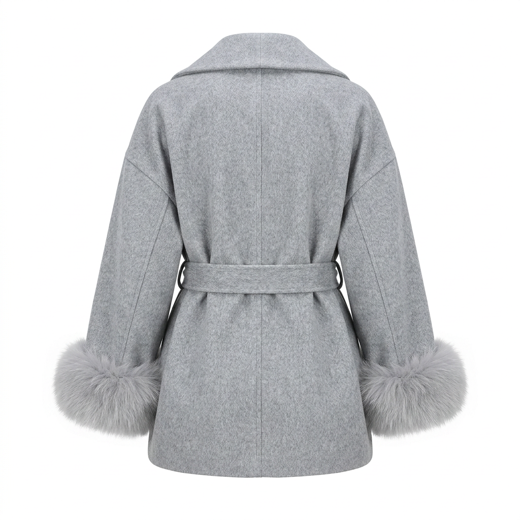 Women's Elegant Wrap Style Faux Fur Cuff Coat