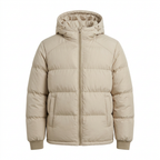 Men’s Hooded Puffer Jacket - Front Zip