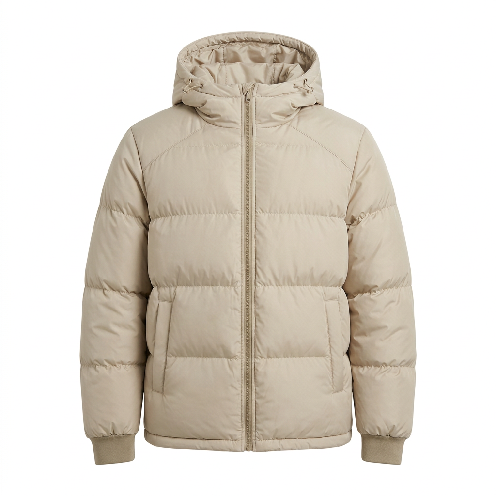 Men’s Hooded Puffer Jacket - Front Zip