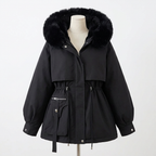 Women's Parka with Hood and Adjustable Waist