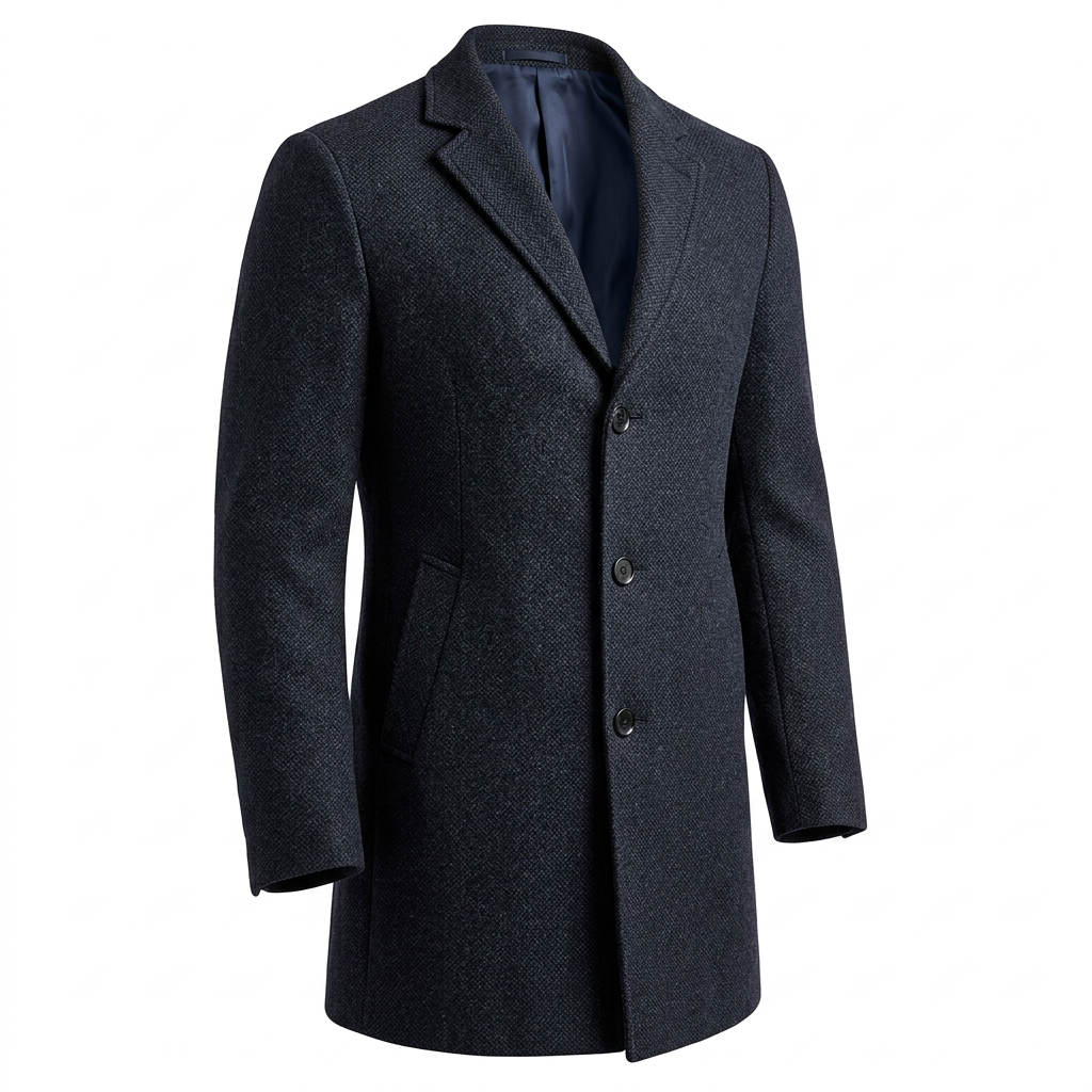 Men's Tailored Winter Trench Coat with Button Front