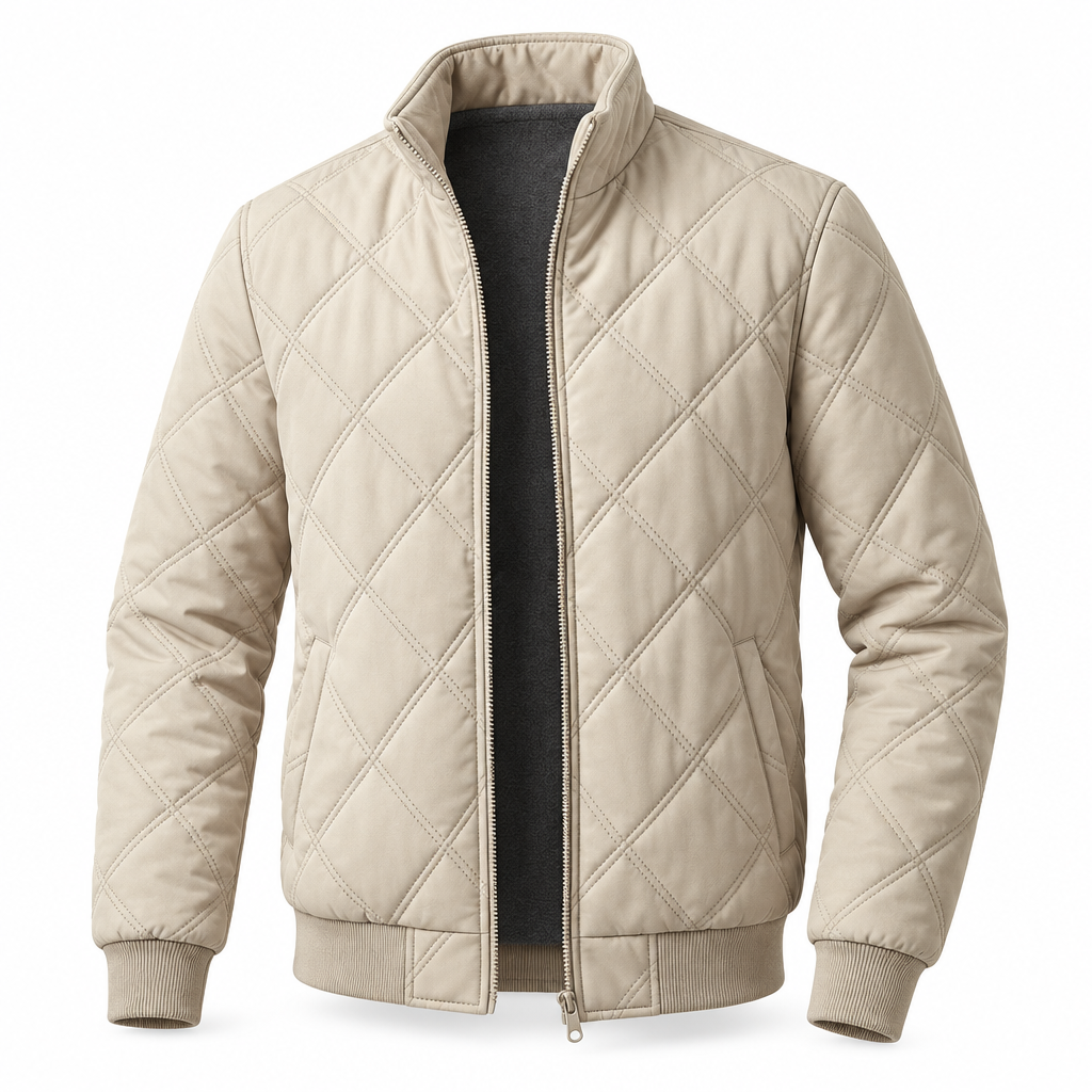 Khaki quilted men's jacket