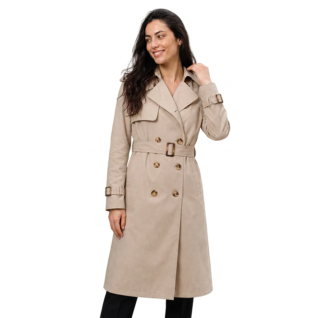 Women's Single-Breasted Belted Trench Coat