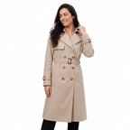 Women's Single-Breasted Belted Trench Coat
