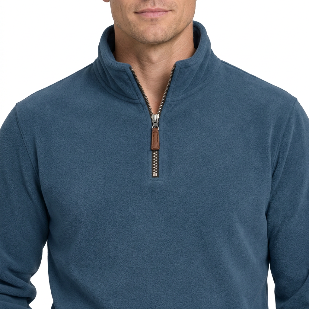 Men’s Quarter-Zip Fleece Jumper – Stand Collar & Regular Fit
