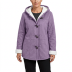 Women's Sherpa Lined Hooded Jacket with Toggle Closure for Warmth