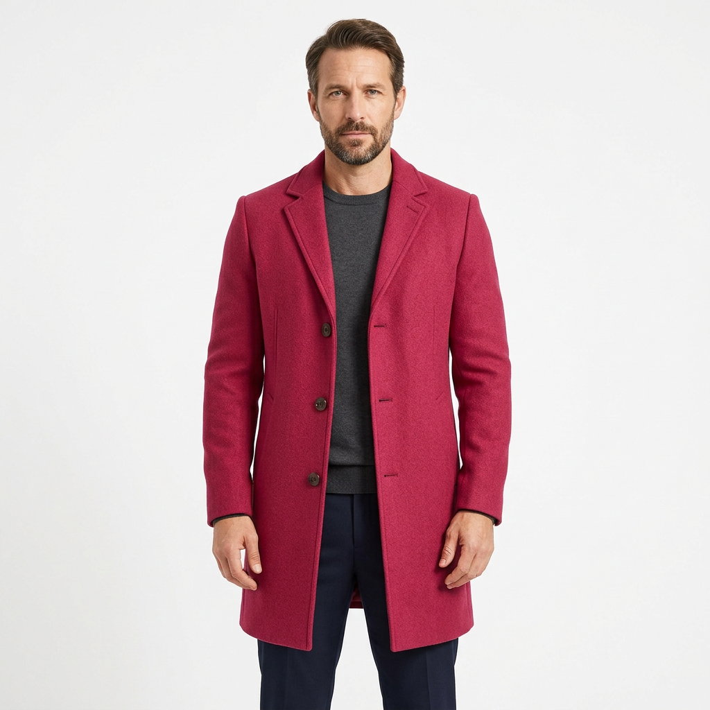 Men's Tailored Winter Trench Coat with Button Front