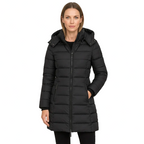 Women's Mid Length Puffer Jacket with Detachable Hood
