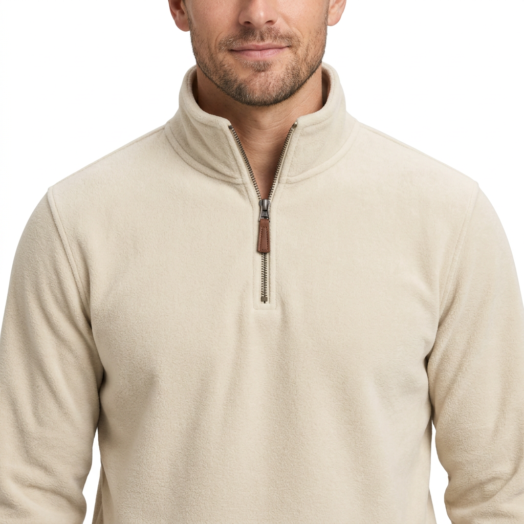 Men’s Quarter-Zip Fleece Jumper – Stand Collar & Regular Fit