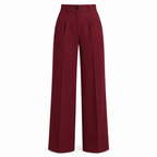 Wine red tailored wide-leg trousers